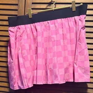 Pink Checkerboard Skater Skirt with Black Waistband. With shorts